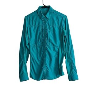 Kuhl Shirt Womens Small Button Roll Tab Sleeves Zip Pocket Fishing Hiking